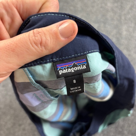 PATAGONIA Women’s W’s Wavefarer Boardshort 5” Water Ribbons: Dam Blue size: 8 - Picture 6 of 11